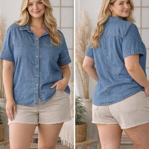 Women’s denim shirtPlus size denim topSize 16W women shirt Chambray button up